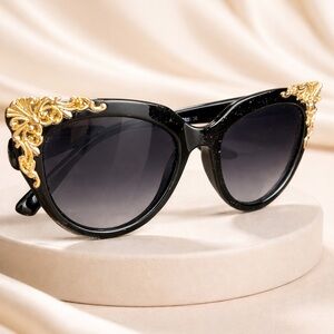 Black Sunglasses with Gold Accents
